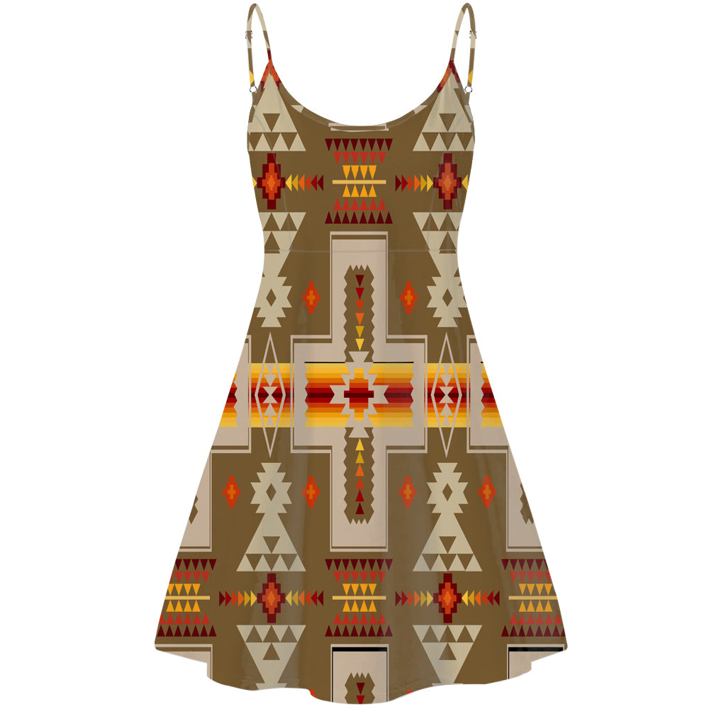 Light Brown Tribe Design Native American Strings Dress