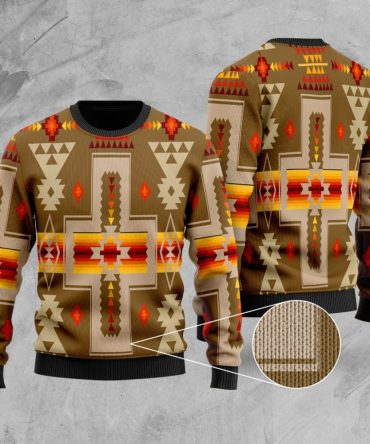 Light Brown Tribe Design Native American Sweater