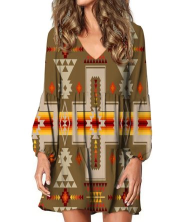 Light Brown Tribe Design Native American Swing Dress