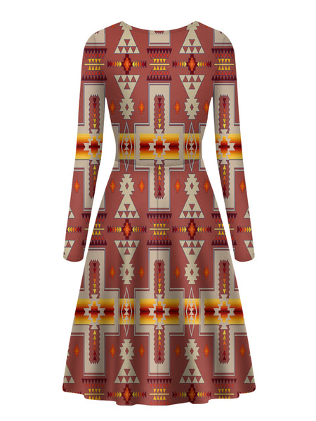 Tan Design Native Long Sleeve Dress - Image 3