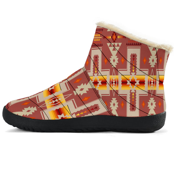 Tan Tribe Design Native American Cozy Winter Boots - Image 2
