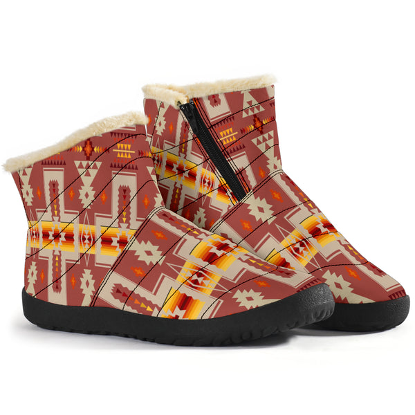 Tan Tribe Design Native American Cozy Winter Boots - Image 3