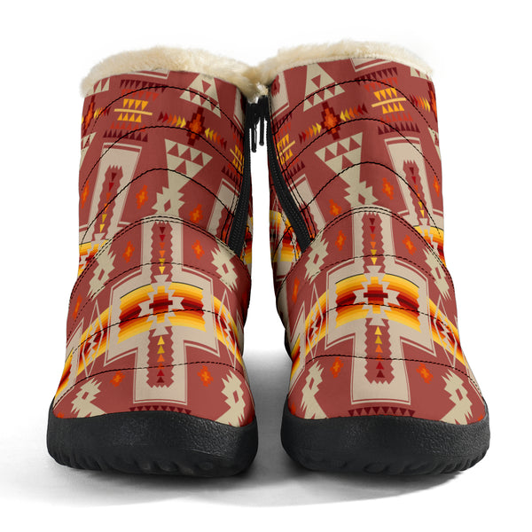 Tan Tribe Design Native American Cozy Winter Boots - Image 4