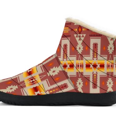 Tan Tribe Design Native American Cozy Winter Boots