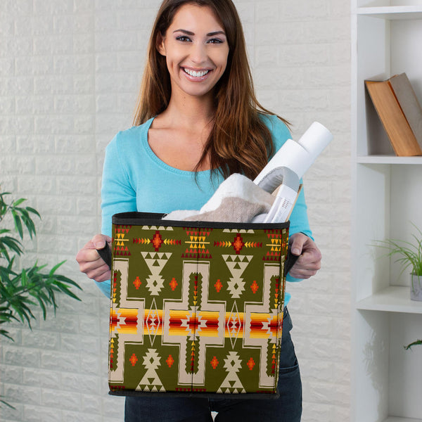 Dark Green Tribe Design Storage Cube - Image 3