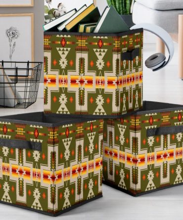 Dark Green Tribe Design Storage Cube