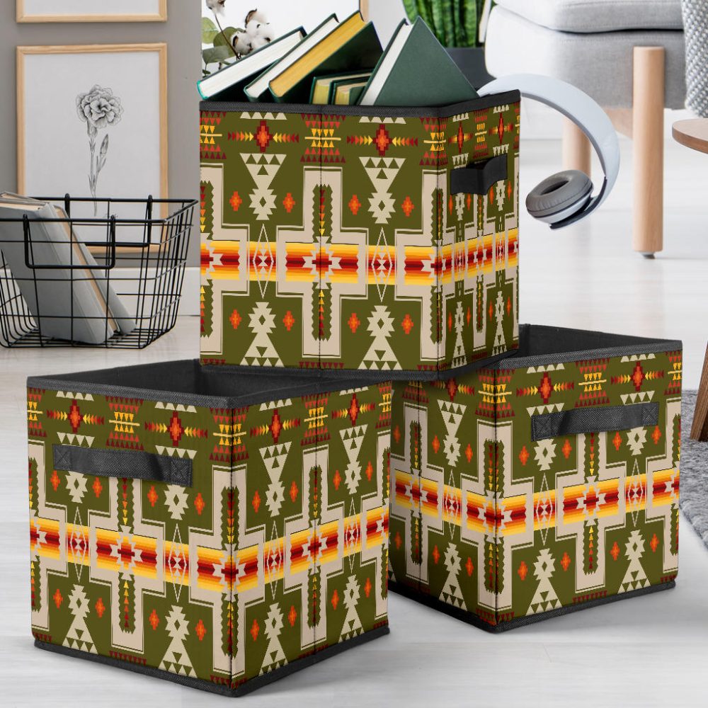 Dark Green Tribe Design Storage Cube