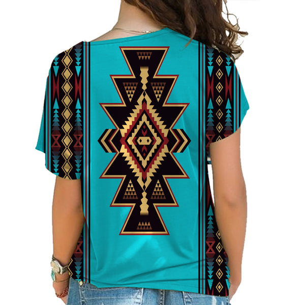 Brown Western Native American Cross Shoulder Shirt - Image 3