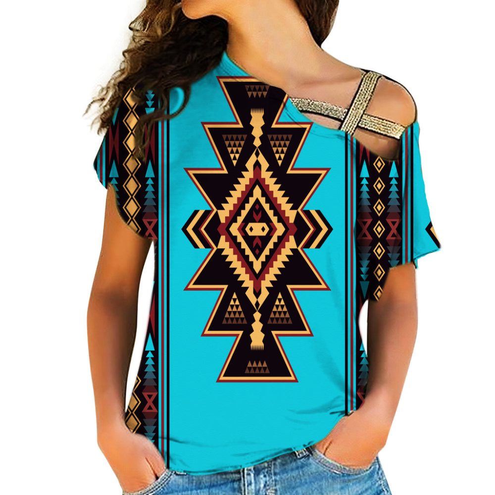 Brown Western Native American Cross Shoulder Shirt
