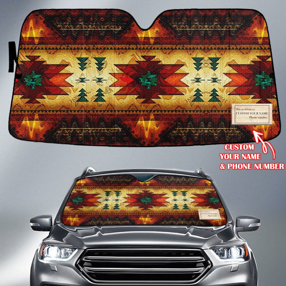 Pattern Native American Custom Name Auto Sun Shades