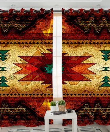 Southwest Brown Symbol Native American Living Room Curtain