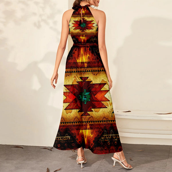 United Tribes Brown Design Dress Maxi Ligation - Image 3