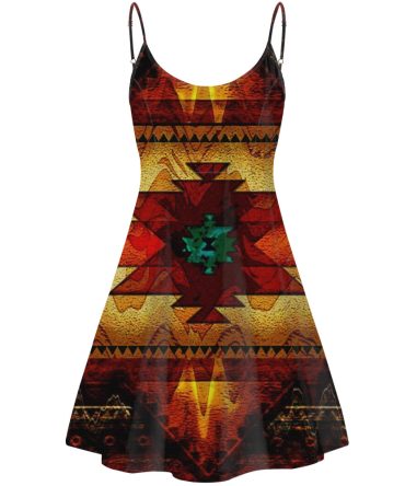 United Tribes Brown Design Native American Strings Dress