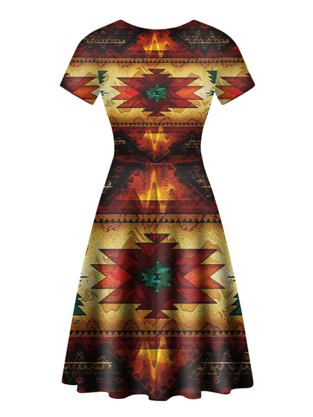 United Tribes Brown Design Neck Dress - Image 3