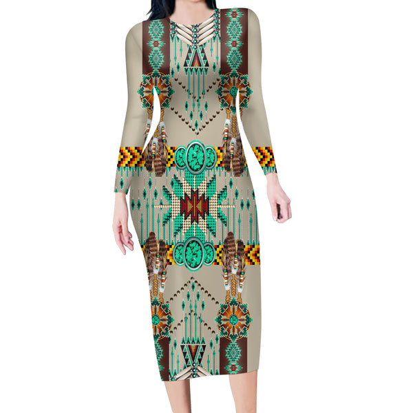 Turquoise Blue Pattern Breastplate Native American Body Dress - Image 2