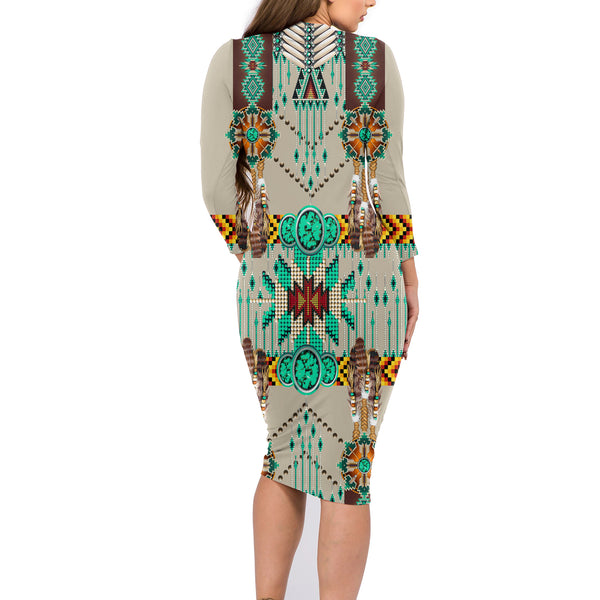 Turquoise Blue Pattern Breastplate Native American Body Dress - Image 3