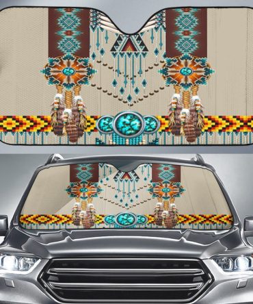 Turquoise Blue Pattern Breastplate Native American Auto Sun Shades