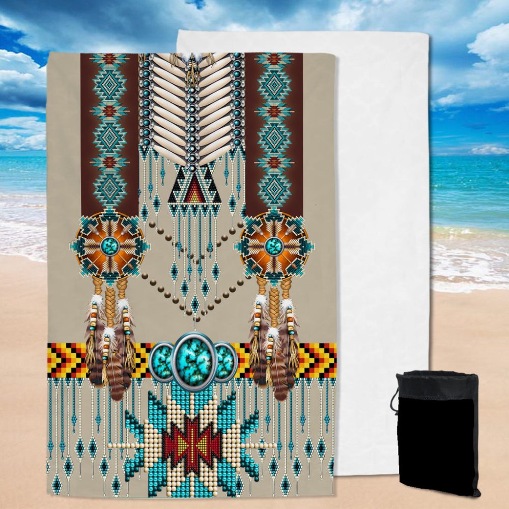 Turquoise Blue Pattern Breastplate Native American Pool Beach Towel