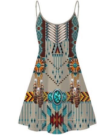 Turquoise Blue Pattern Breastplate Native American Strings Dress