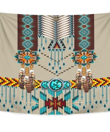 Turquoise Blue Pattern Breastplate Native American Tapestry