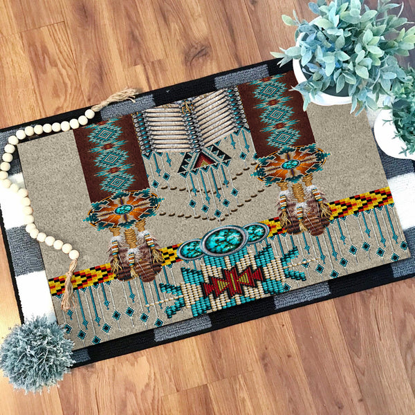 Turquoise Blue Pattern Breastplate Native Doormat - Image 2