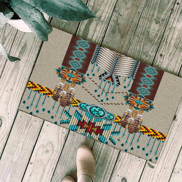 Turquoise Blue Pattern Breastplate Native Doormat - Image 3