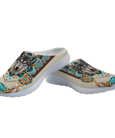 Blue Mandala Wolf Mesh Slippers