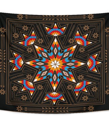 Black Geometric Native American Tapestry
