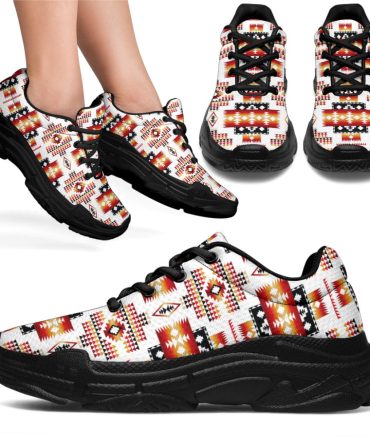 White Tribes Pattern Native American Chunky Sneakers