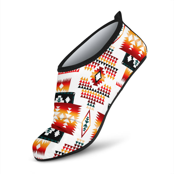 White Tribes Pattern Native American Aqua Shoes - Image 3