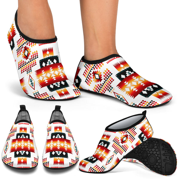 White Tribes Pattern Native American Aqua Shoes - Image 4