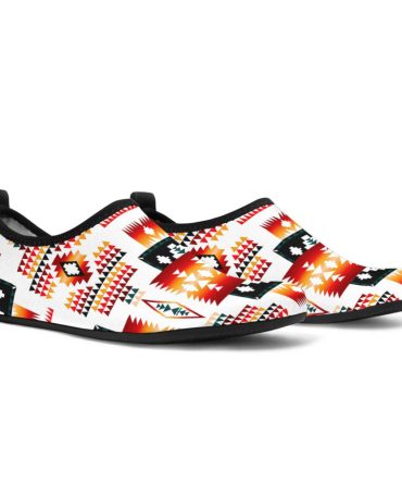 White Tribes Pattern Native American Aqua Shoes