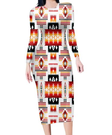 White Tribes Pattern Native American Body Dress