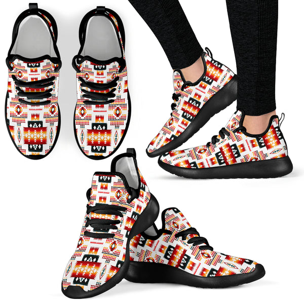 White Tribes Pattern Native American Mesh Knit Sneakers - Image 2