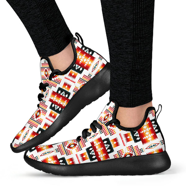 White Tribes Pattern Native American Mesh Knit Sneakers - Image 4