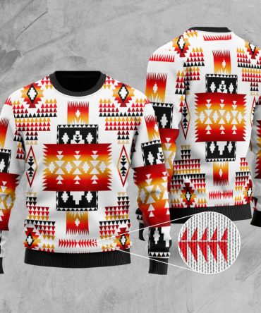 White Tribes Pattern Native American Sweater