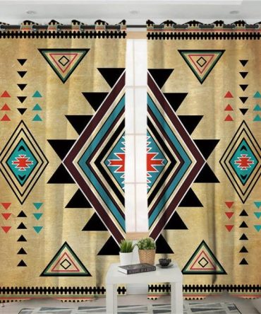 Geometric Southwest Printed Native American Design Window Living Room Curtain