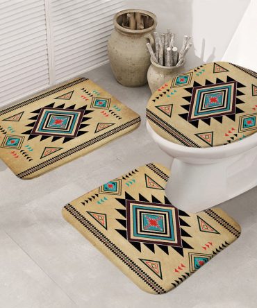 Southwest Symbol Native American Bathroom Mat 3 Pieces