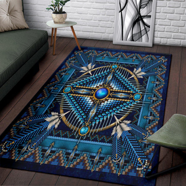 Naumaddic Arts Blue Native American Area Rug - Image 4