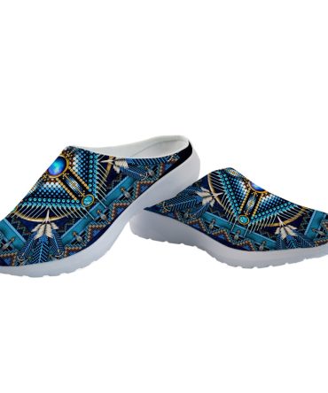 Naumaddic Arts Blue Native American Mesh Slippers