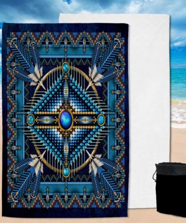 Naumaddic Arts Blue Native American Pool Beach Towel