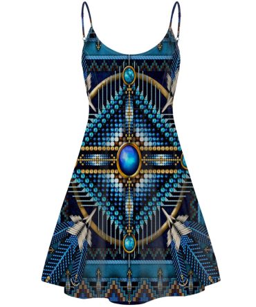 Naumaddic Arts Blue Native American Strings Dress
