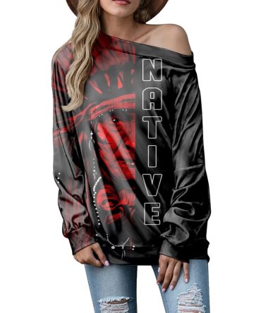 Native American Chief Off-shoulder Sweatshirt