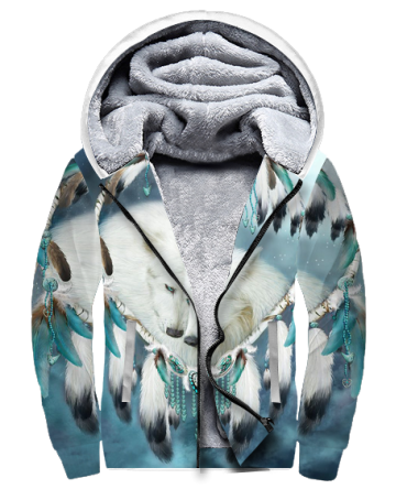 Wolf Warrior 3D Fleece Hoodie Blue