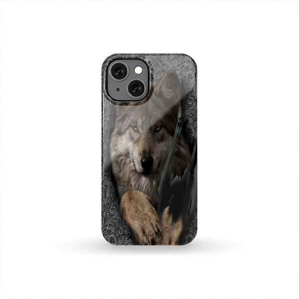 Gray Wolf Native American Phone Case - Image 3