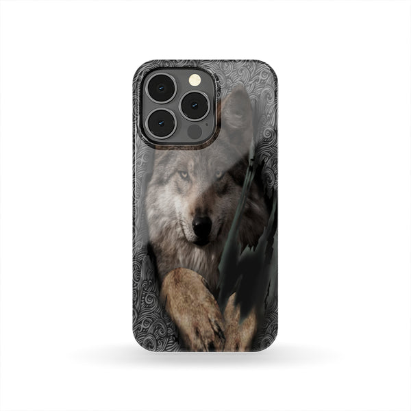 Gray Wolf Native American Phone Case - Image 4