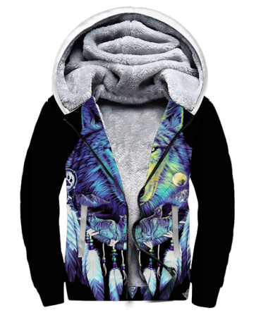 Wolf & Feathers Dream Catcher 3D Fleece Hoodie