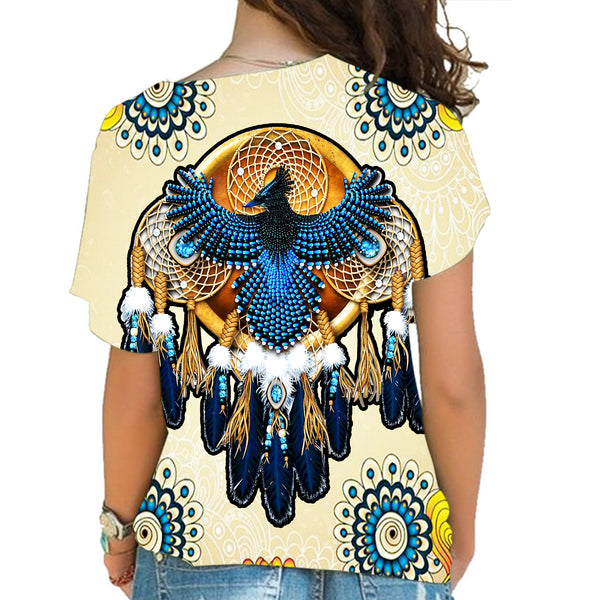 Blue Thunderbird Native American Cross Shoulder Shirt - Image 3