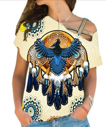 Blue Thunderbird Native American Cross Shoulder Shirt