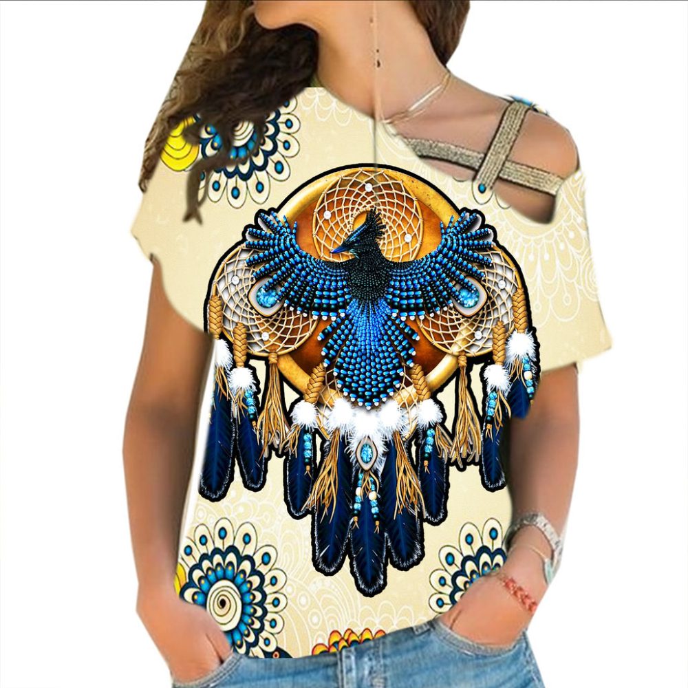 Blue Thunderbird Native American Cross Shoulder Shirt